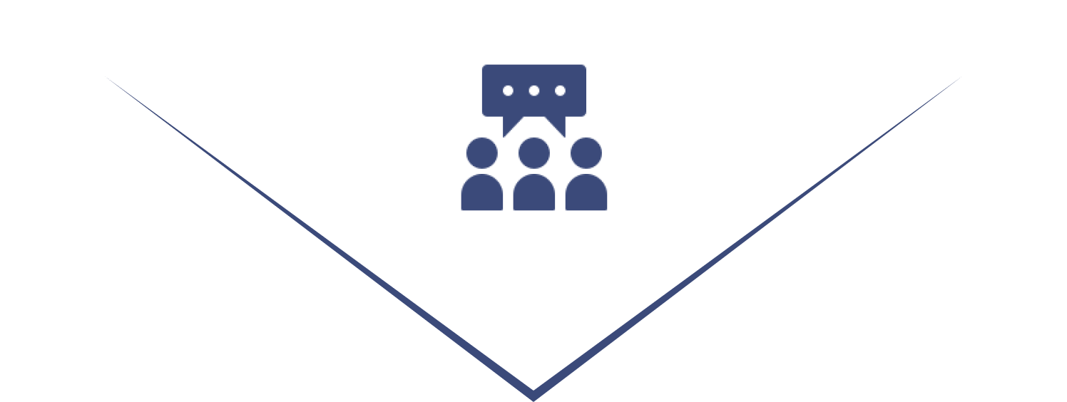 Three people with speech bubble icon.